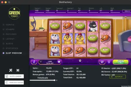 SlotsFactory spin simulator in the Unity editor
